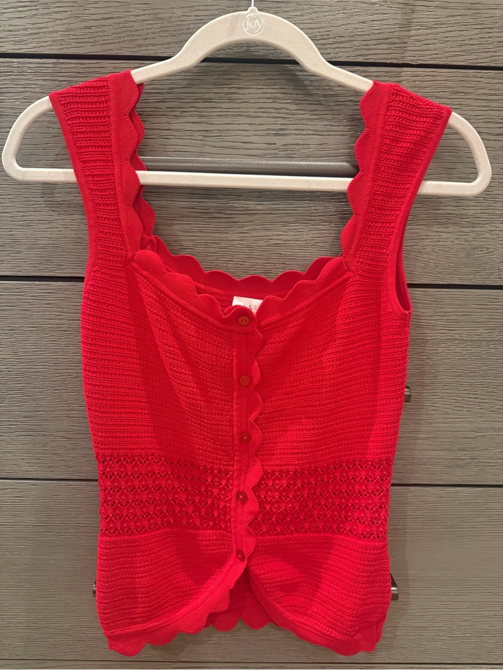 Meshki Red Knit Top - Madeline Scallop Knit Top